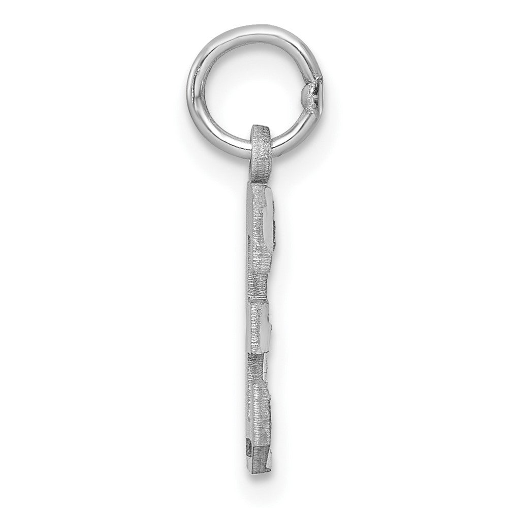 14K Weißgold 14kw Klein Gebürstet Diamantiert Zahl 3 Charm