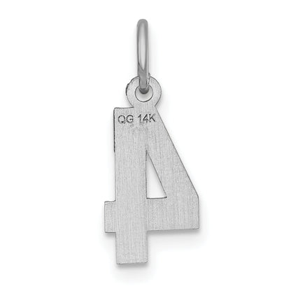 14K Weißgold 14kw Klein Gebürstet Diamantiert Zahl 4 Charm