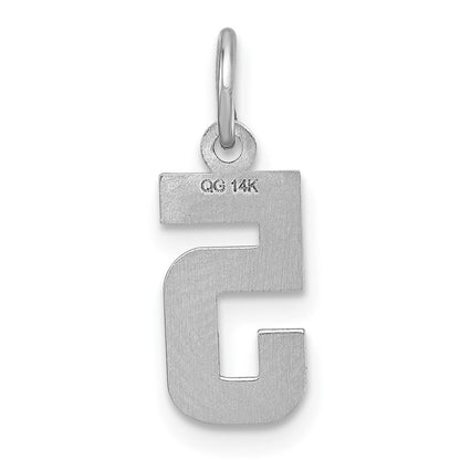 14K Weißgold 14kw Klein Gebürstet Diamantiert Zahl 5 Charm