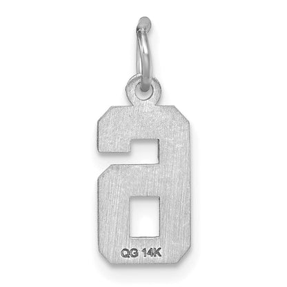 14K Weißgold 14kw Klein Gebürstet Diamantiert Zahl 6 Charm