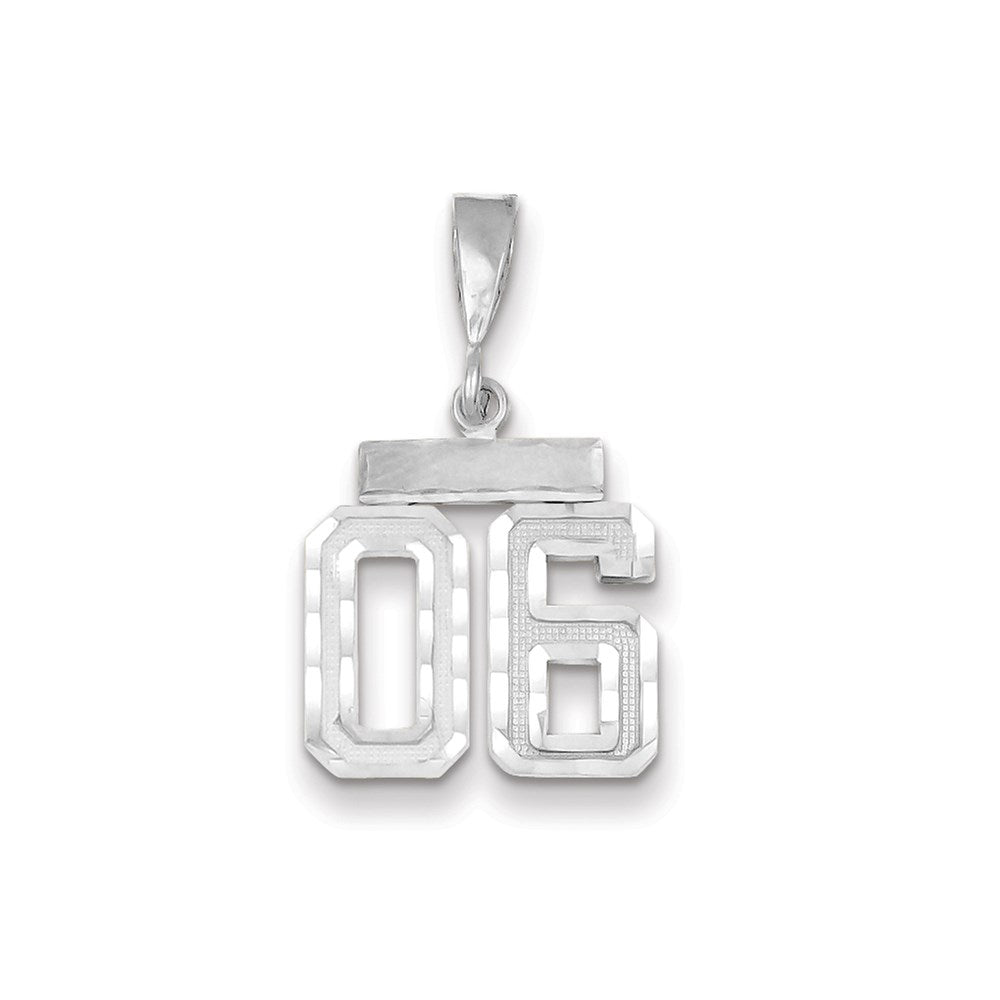14k Weißgold Kleiner Diamantgeschliffener Zahl-6-Charm