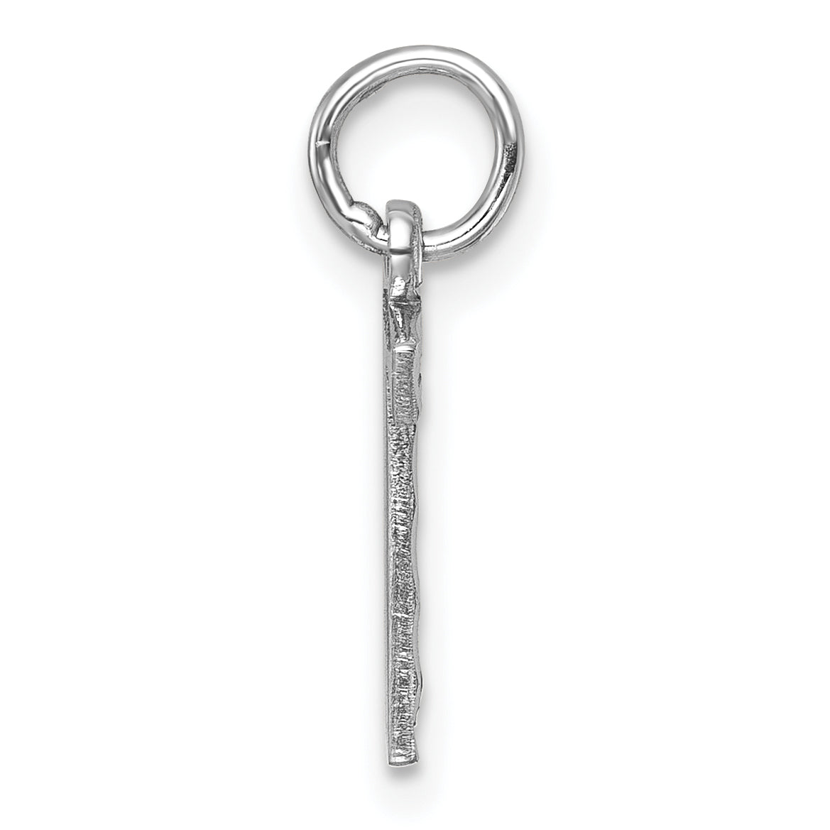 14K Weißgold 14kw Klein Gebürstet Diamantiert Zahl 7 Charm