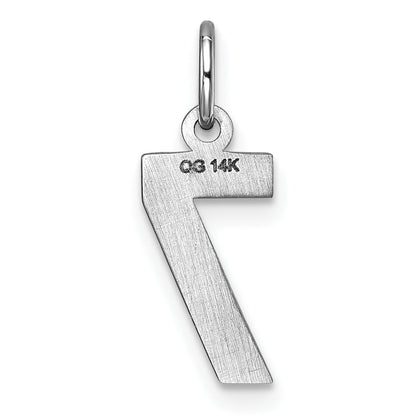 14K Weißgold 14kw Klein Gebürstet Diamantiert Zahl 7 Charm