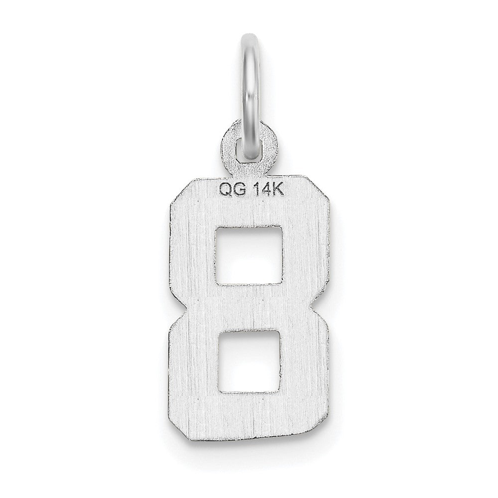 14K Weißgold 14kw Klein Gebürstet Diamantiert Zahl 8 Charm