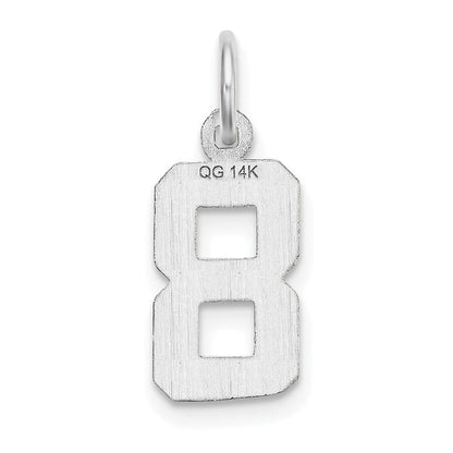 14K Weißgold 14kw Klein Gebürstet Diamantiert Zahl 8 Charm