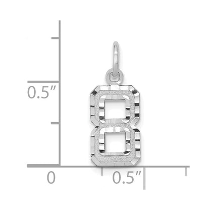 14K Weißgold 14kw Klein Gebürstet Diamantiert Zahl 8 Charm