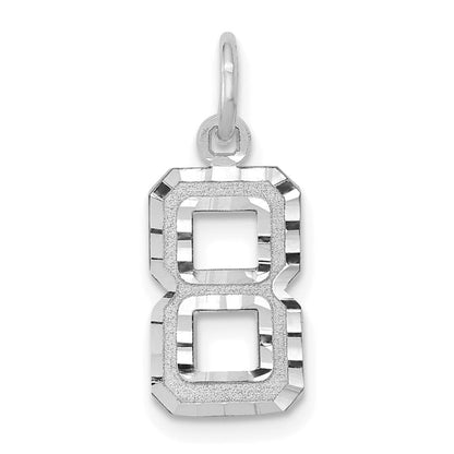14K Weißgold 14kw Klein Gebürstet Diamantiert Zahl 8 Charm