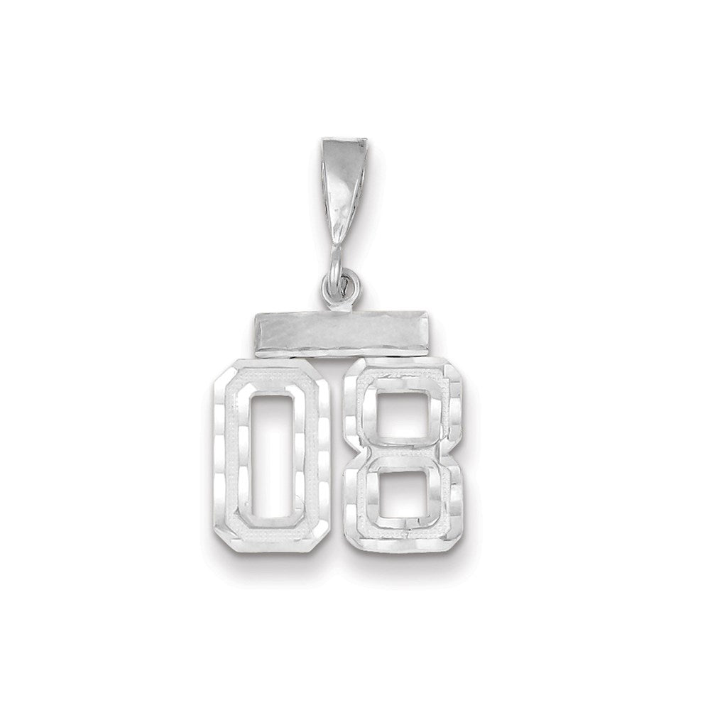 14K Weißgold Zahl-8-Charm klein, diamantiert