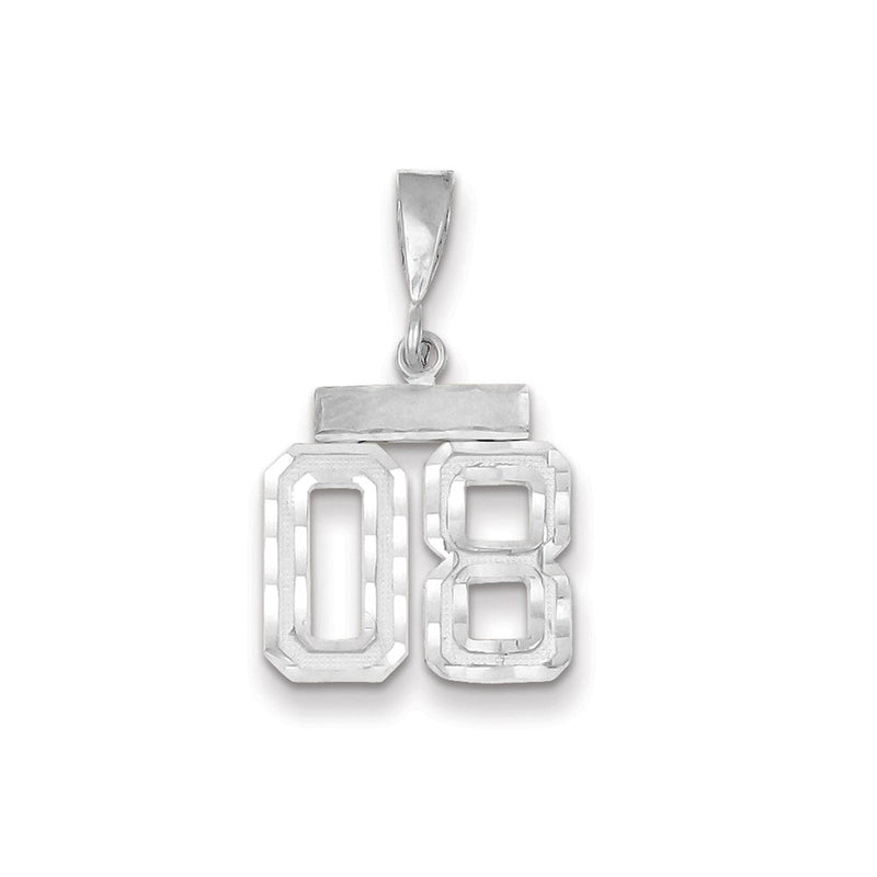 14K Weißgold Zahl-8-Charm klein, diamantiert