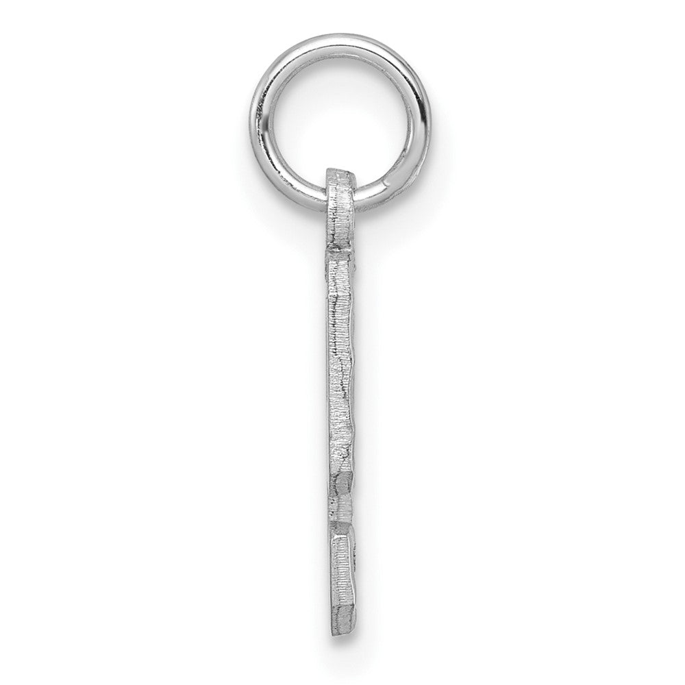 14K Weißgold 14kw Klein Gebürstet Diamantiert Zahl 9 Charm