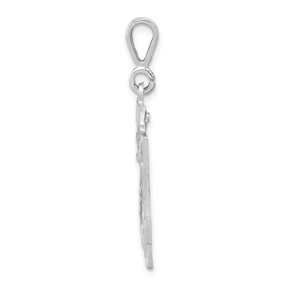 14K Weißgold kleiner gebürsteter Diamantschliff-Charm „Zahl 24“