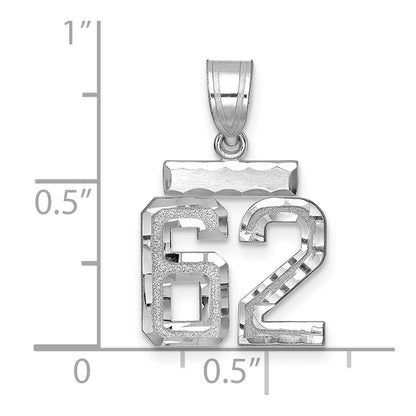 14K Weißgold Kleiner Gebürsteter Diamantgeschliffener Charm Nummer 62