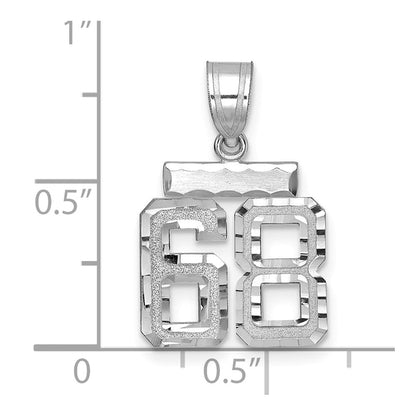 14k Weißgold Kleiner Gebürsteter Diamantgeschliffener Zahl-68-Charm