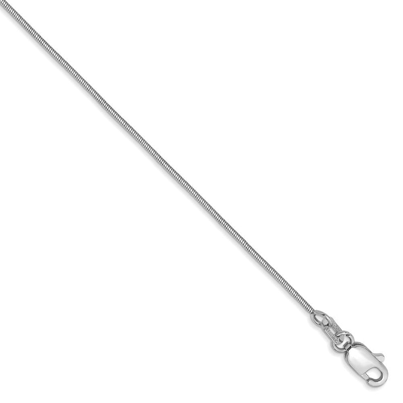 14K Weißgold.8mm Rund Schlange Kette Fußkettchen