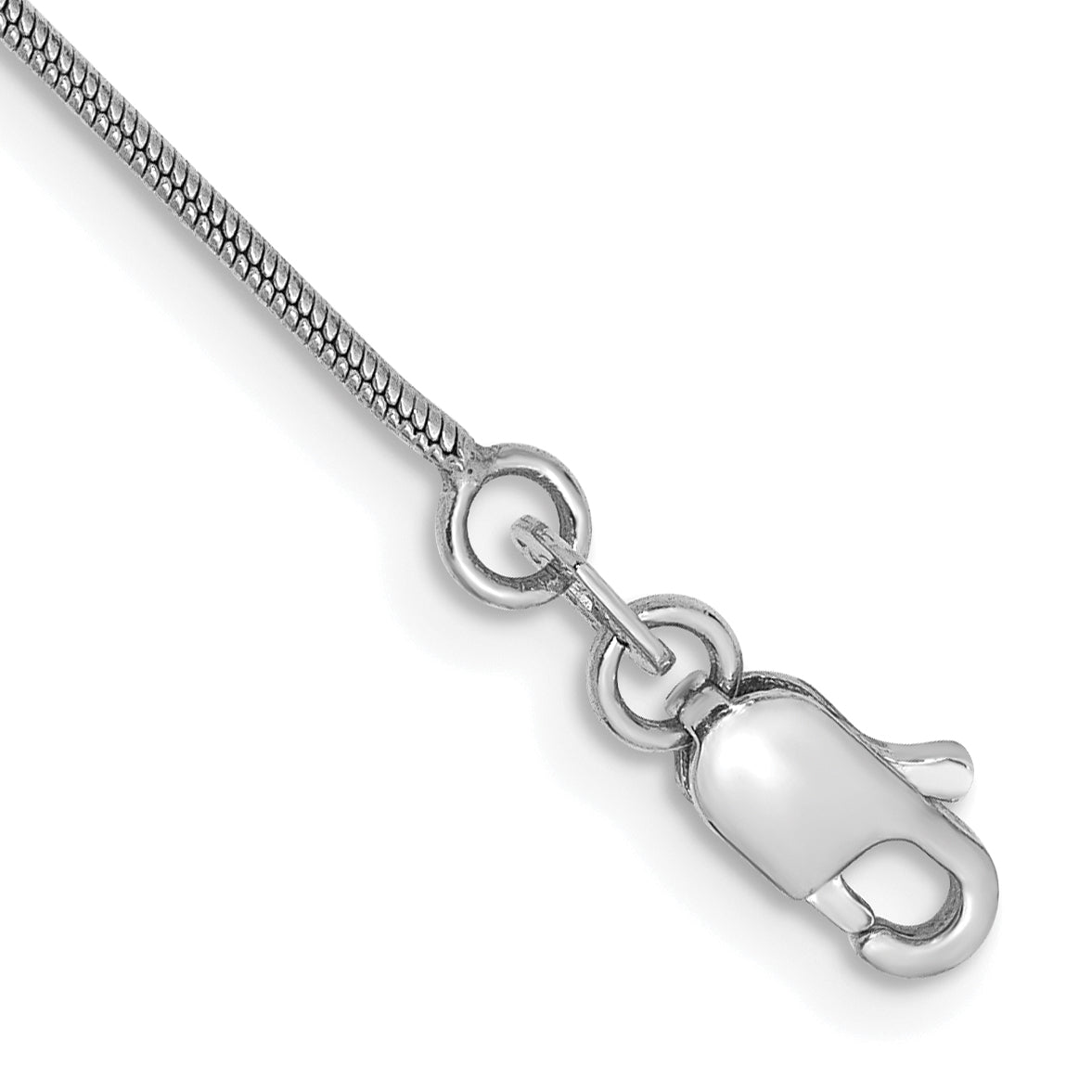 14K Weißgold.9mm Rund Schlange mit Karabinerverschluss Gliederarmband