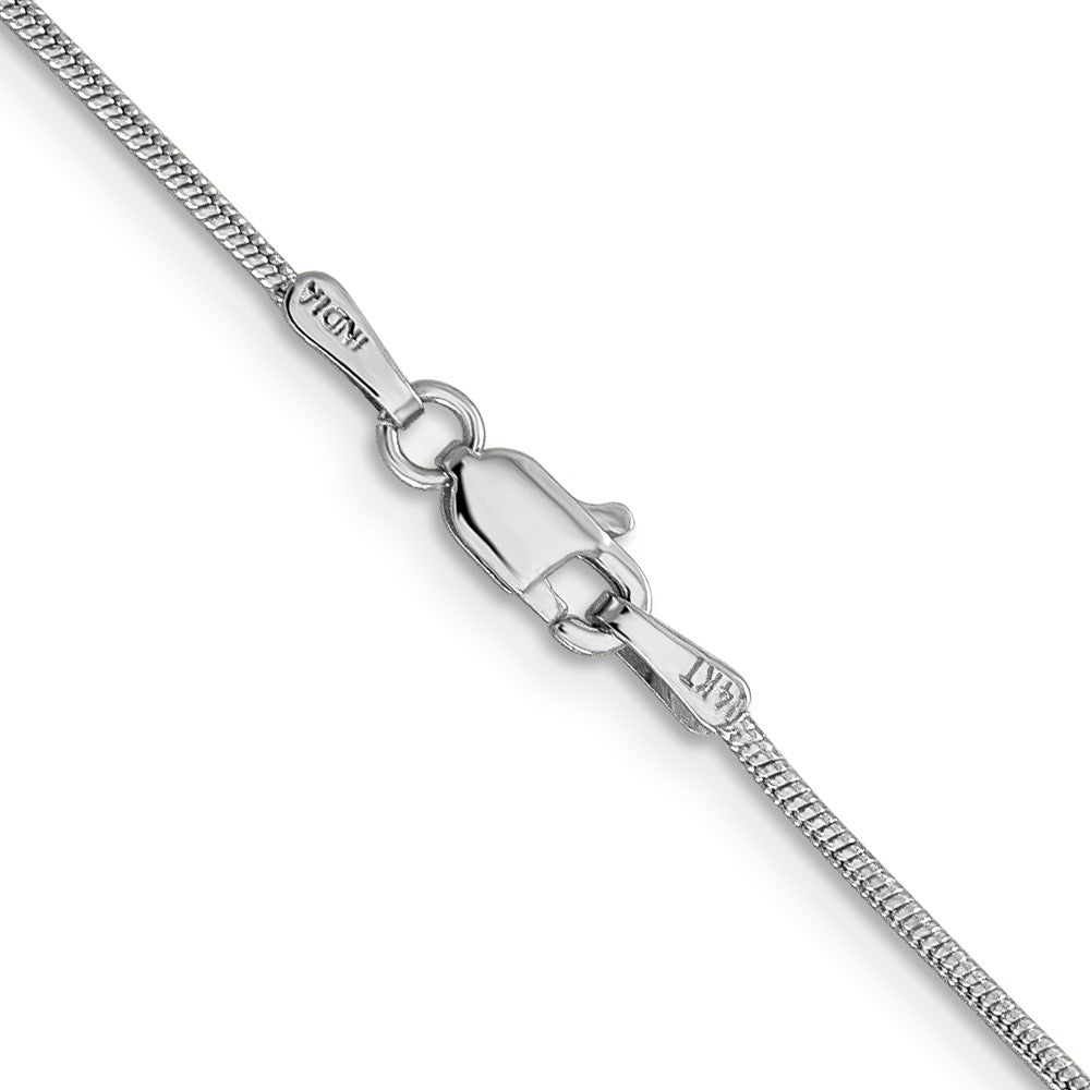 14K Weißgold 1.1mm Rund Schlange mit Karabinerverschluss Halskette