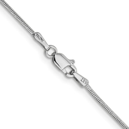 14K Weißgold 1.1mm Rund Schlange mit Karabinerverschluss Halskette