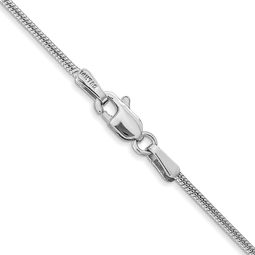 14K Weißgold 1.4mm Rund Schlange Karabinerverschluss Halskette