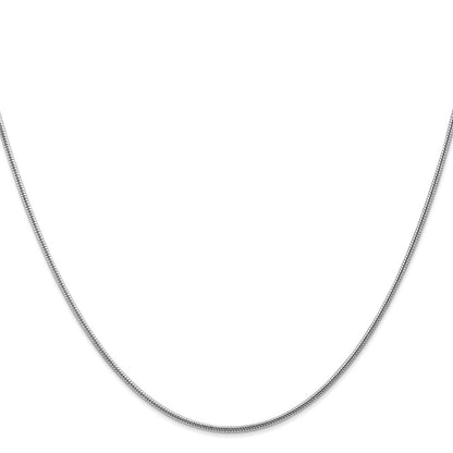 14K Weißgold 1.6mm Rund Schlange Karabinerverschluss Halskette