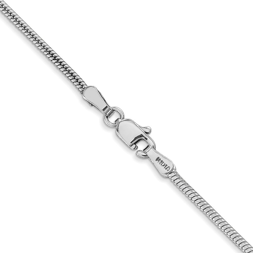 14K Weißgold 1.6mm Rund Schlange Karabinerverschluss Halskette