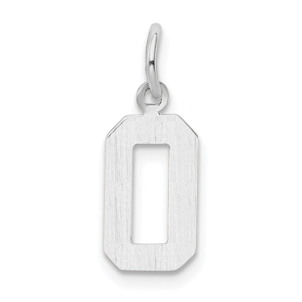 14K Weißgold 14kw Klein Poliert Zahl 0 Charm
