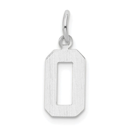 14K Weißgold 14kw Klein Poliert Zahl 0 Charm
