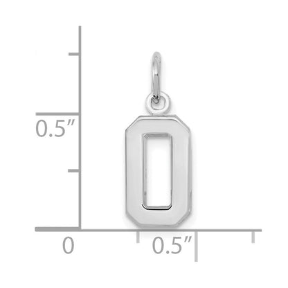 14K Weißgold 14kw Klein Poliert Zahl 0 Charm