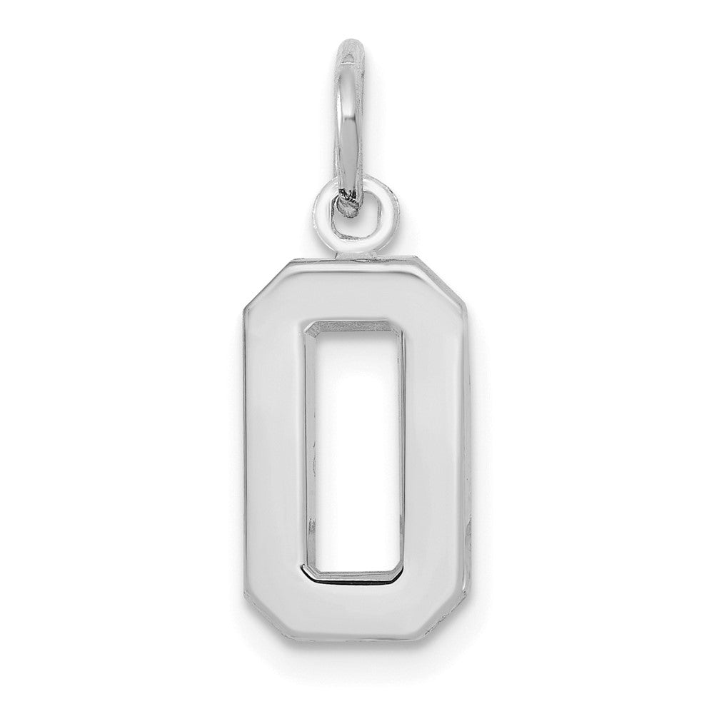 14K Weißgold 14kw Klein Poliert Zahl 0 Charm