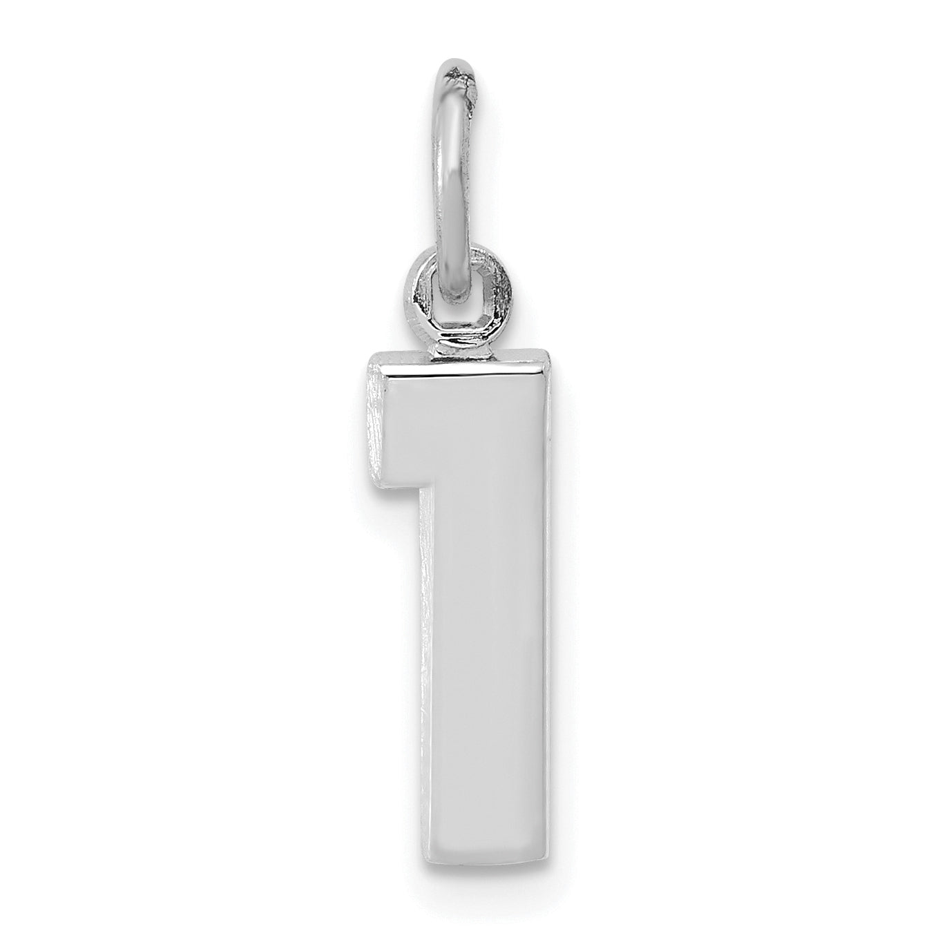 14K Weißgold 14kw Klein Poliert Zahl 1 Charm