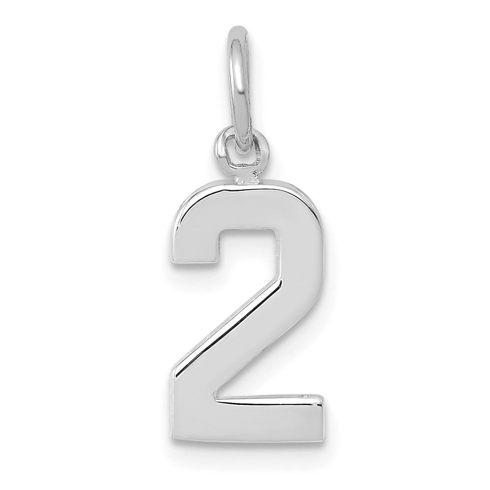 14K Weißgold 14kw Klein Poliert Zahl 2 Charm