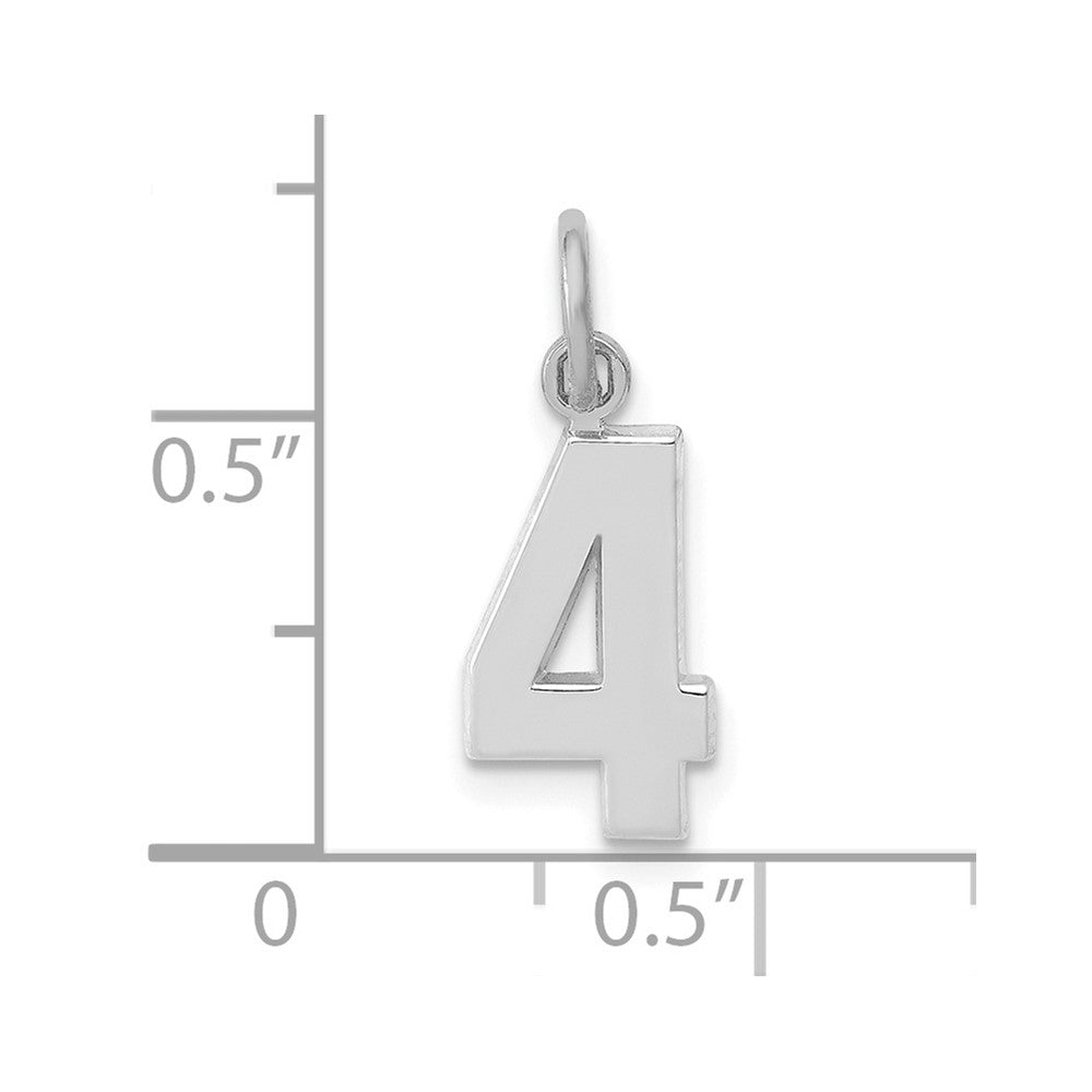 14K Weißgold 14kw Klein Poliert Zahl 4 Charm