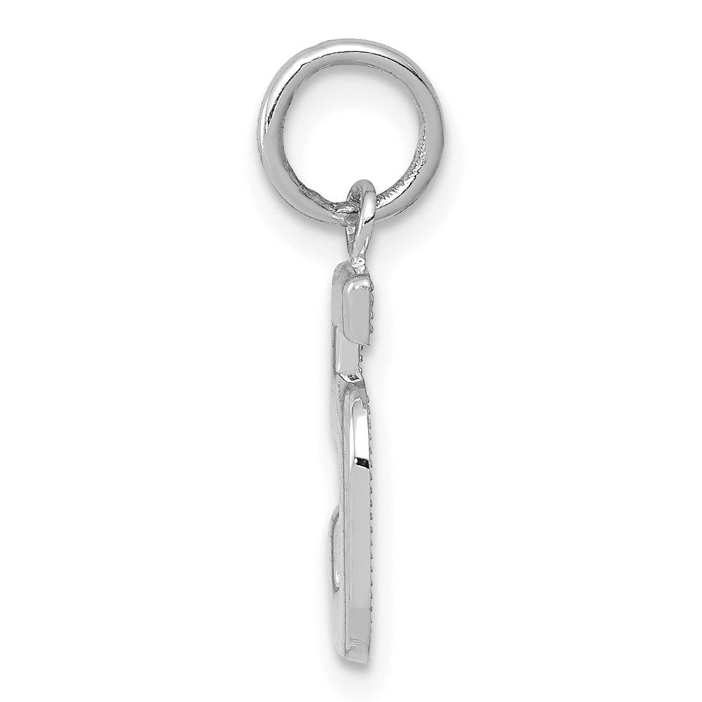 14K Weißgold 14kw Klein Poliert Zahl 5 Charm
