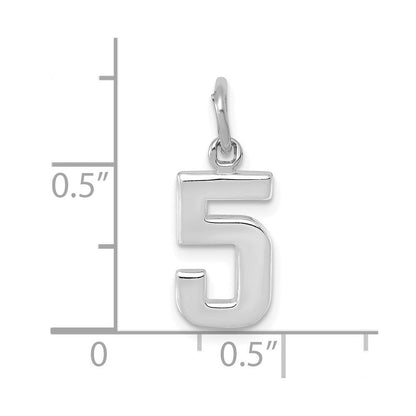 14K Weißgold 14kw Klein Poliert Zahl 5 Charm