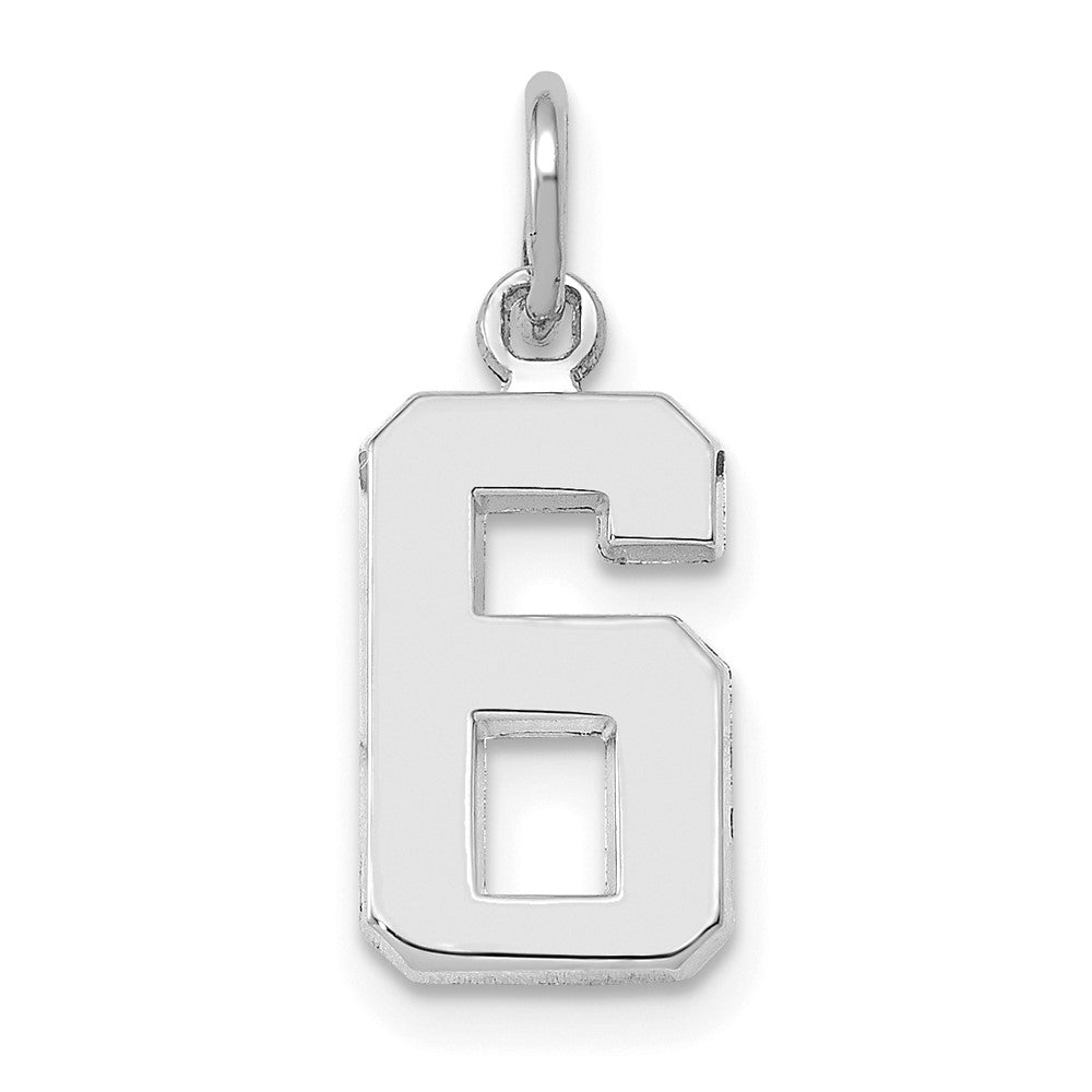 14K Weißgold 14kw Klein Poliert Zahl 6 Charm