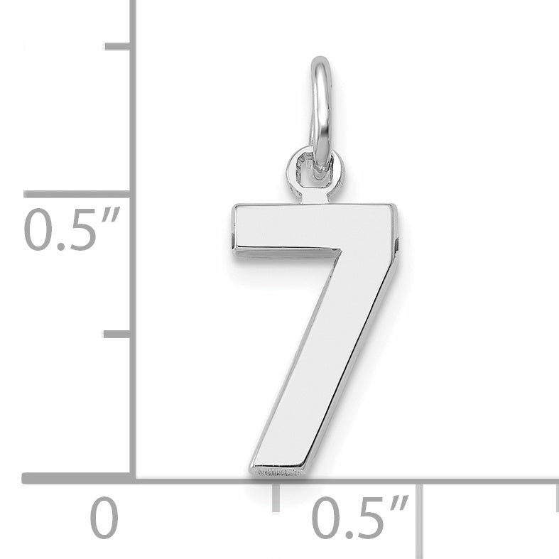 14K Weißgold 14kw Klein Poliert Zahl 7 Charm