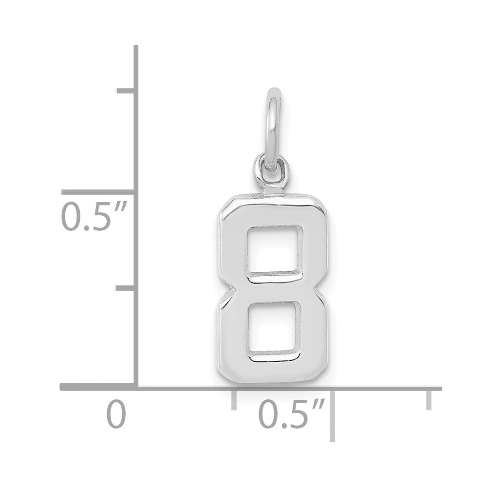 14K Weißgold 14kw Klein Poliert Zahl 8 Charm