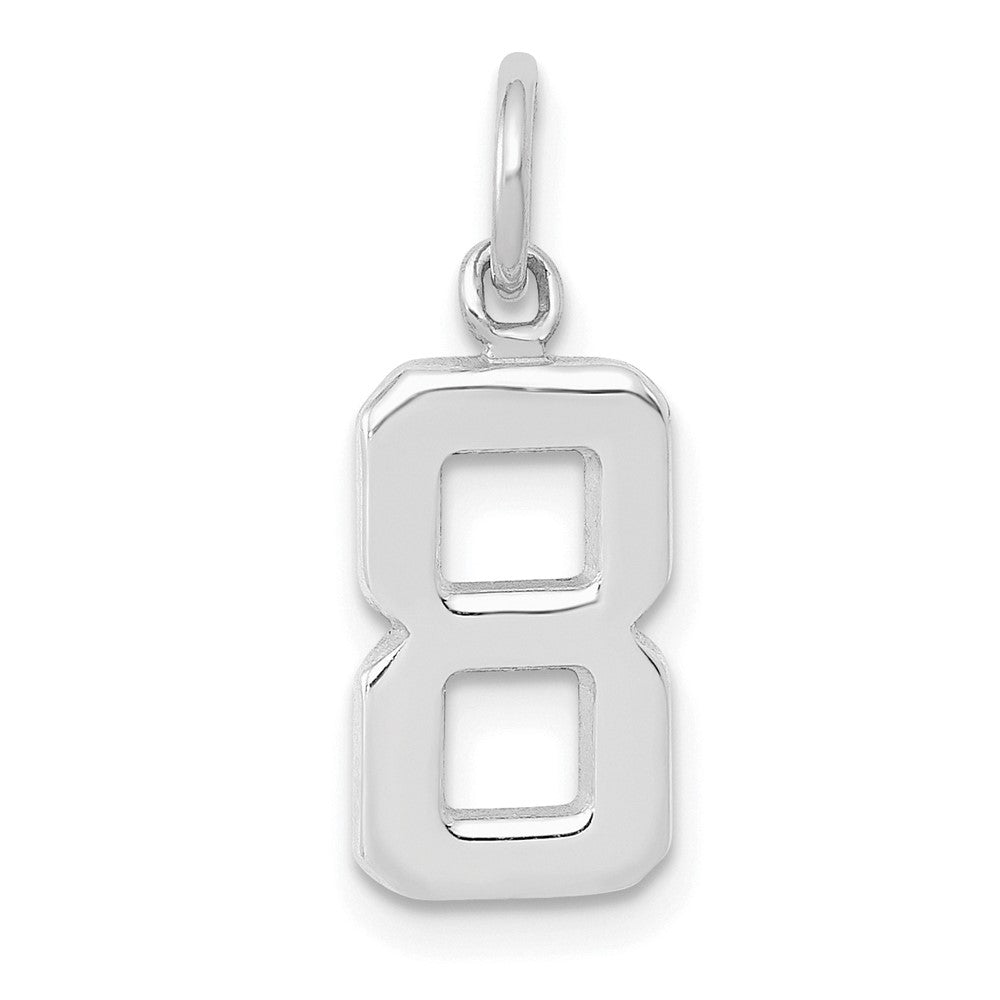 14K Weißgold 14kw Klein Poliert Zahl 8 Charm