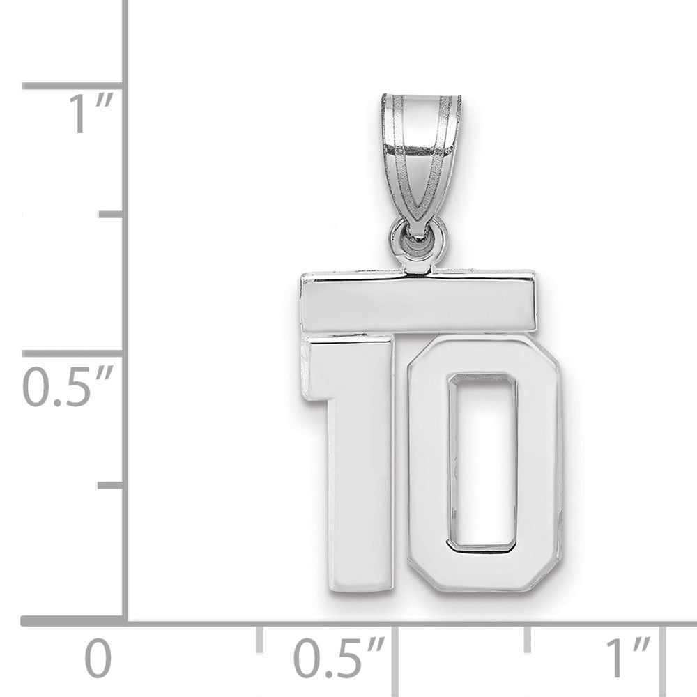 14K Weißgold kleiner polierter Zahl-10-Charm