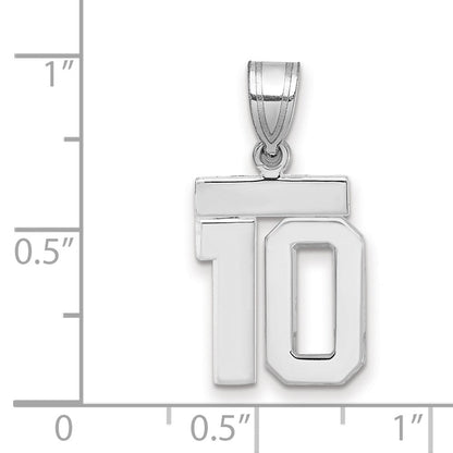 14K Weißgold kleiner polierter Zahl-10-Charm