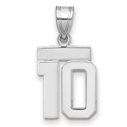 14K Weißgold kleiner polierter Zahl-10-Charm
