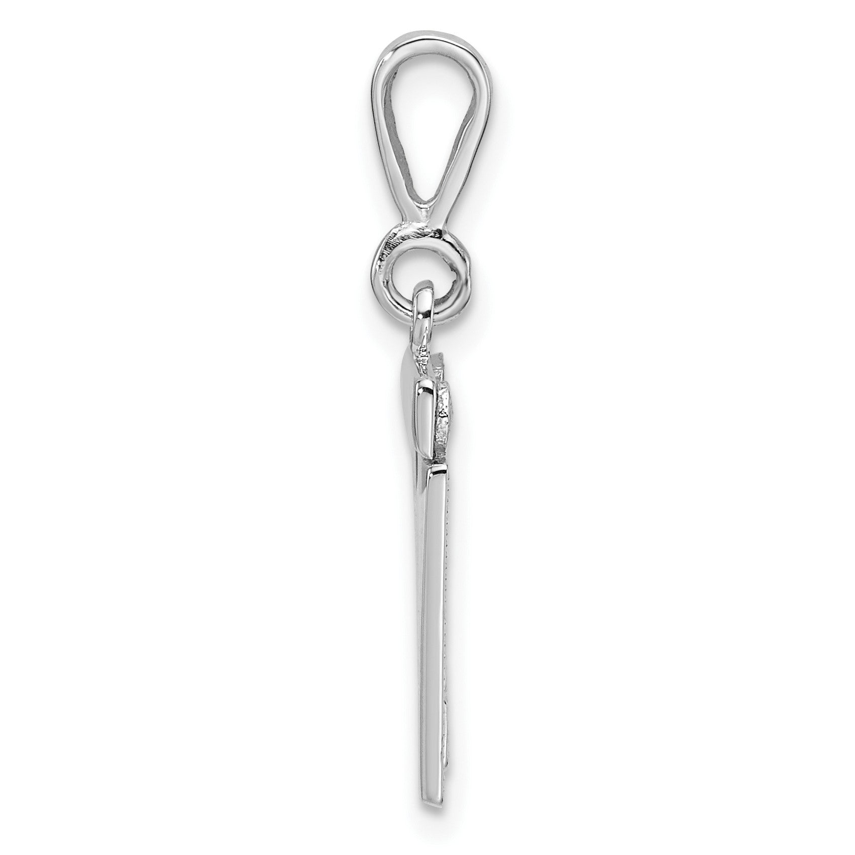 14K Weißgold kleiner polierter Charm Nummer 11