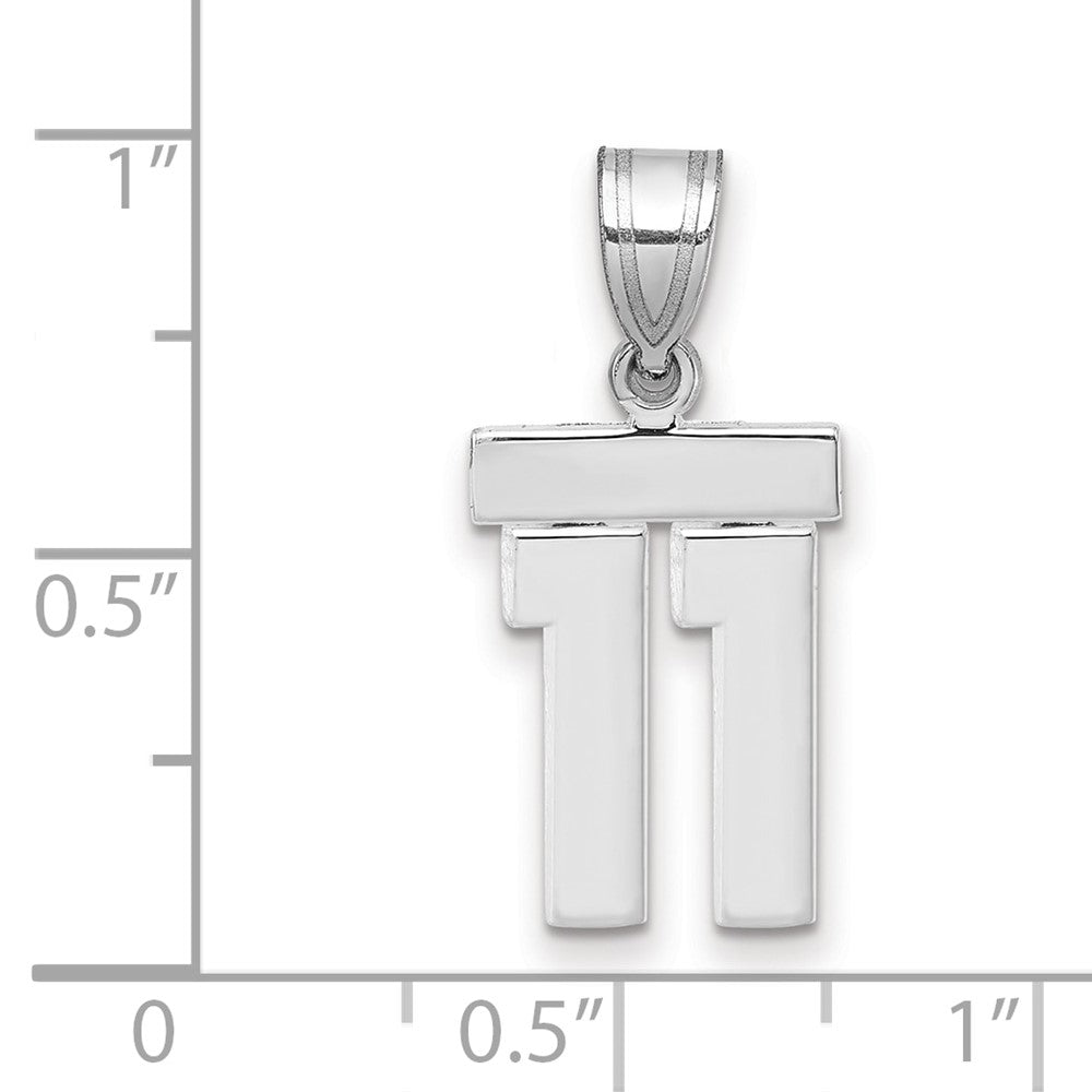14K Weißgold kleiner polierter Charm Nummer 11