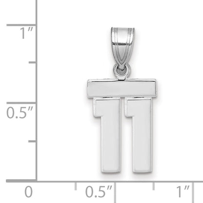 14K Weißgold kleiner polierter Charm Nummer 11