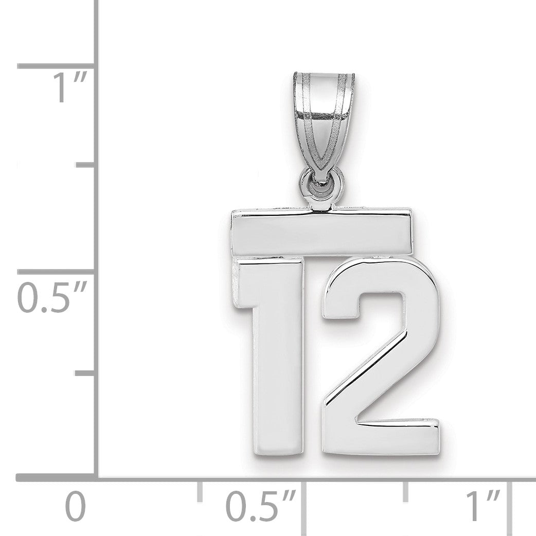 14K Weißgold kleiner polierter Charm Zahl 12