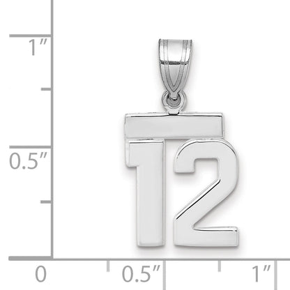 14K Weißgold kleiner polierter Charm Zahl 12