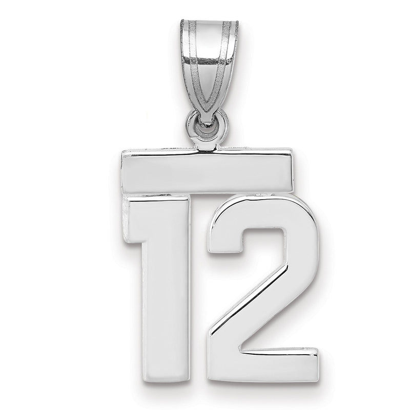 14K Weißgold kleiner polierter Charm Zahl 12