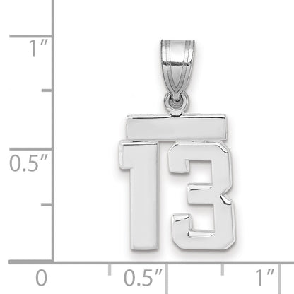 14K Weißgold Kleiner Polierter Charm Zahl 13