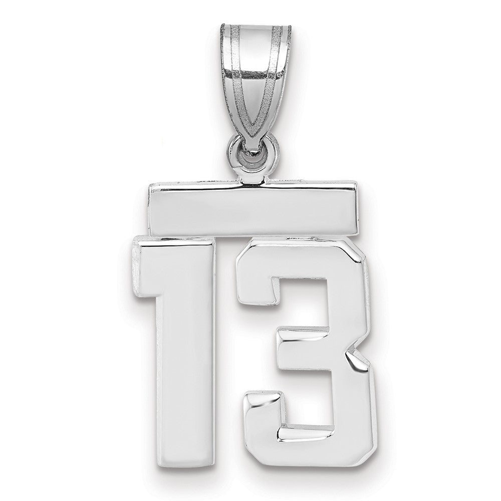 14K Weißgold Kleiner Polierter Charm Zahl 13