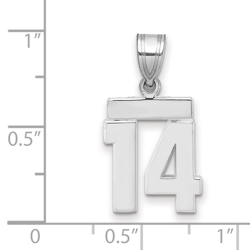14K Weißgold kleiner polierter Charm „Zahl 14“
