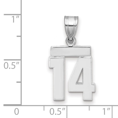 14K Weißgold kleiner polierter Charm „Zahl 14“